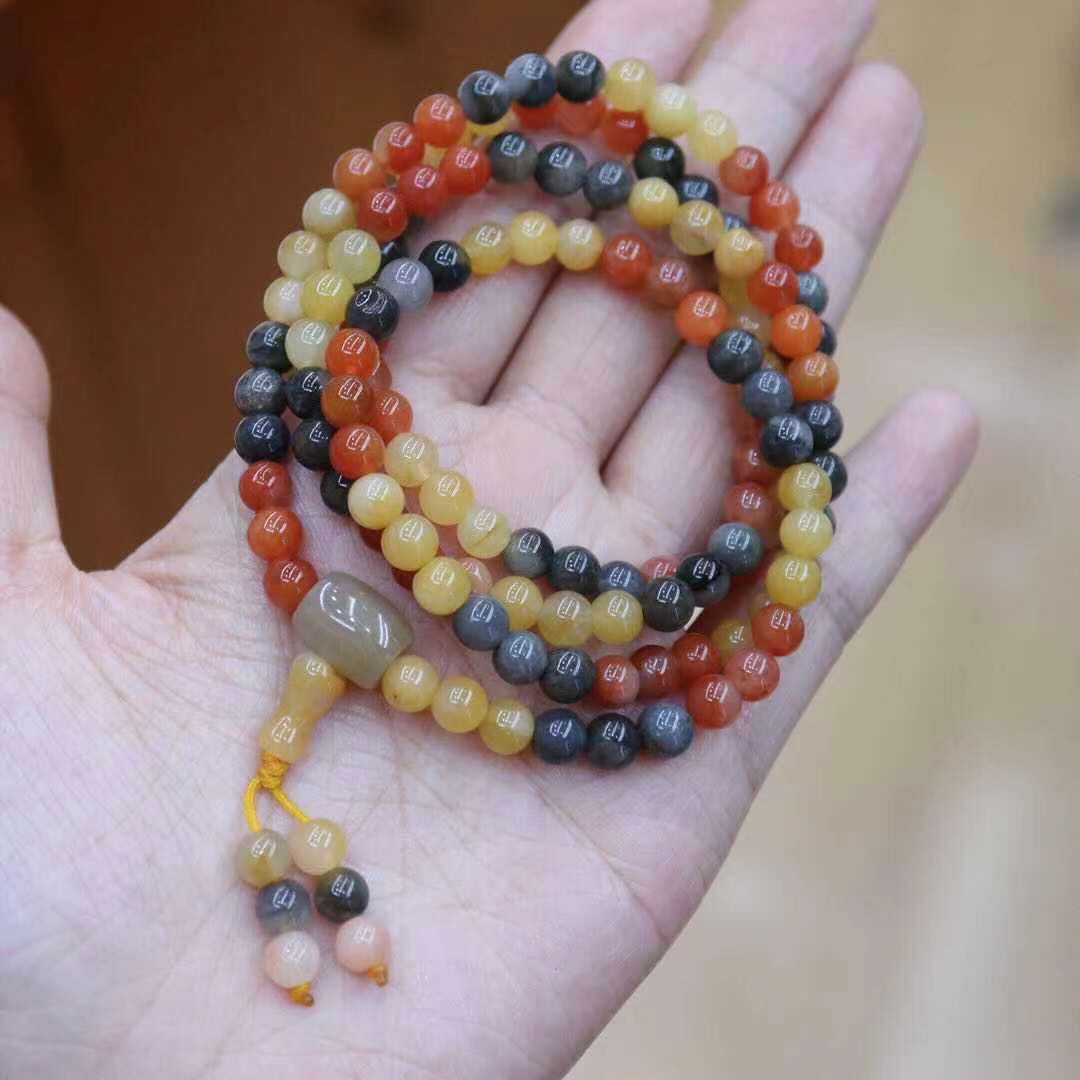 Temple Natural Xinjiang Pumpkin Bead Bracelet / Couples Retro National Style / Gourd Pumpkin Gold Silk Jade Hand Skewers