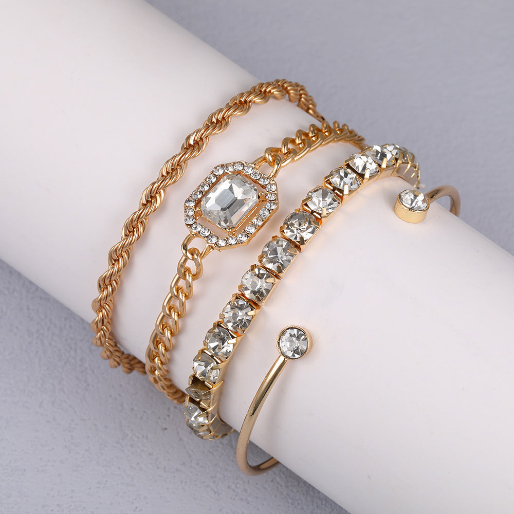 Diamond-encrusted ladies bracelet set