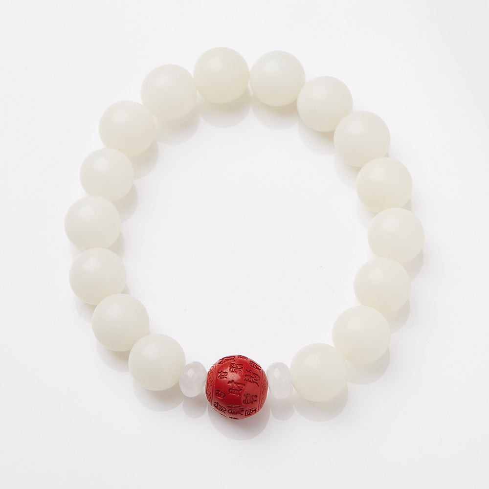 Original Natural Bodhi Root Hand Skewers/White Jade Bodhi 108 Buddha Bead Rosary/Bodhi Bracelet