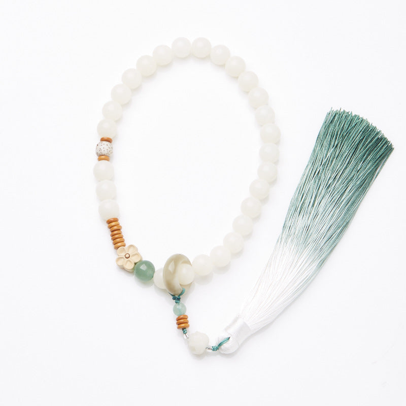 Original Natural Bodhi Root Hand Skewers/White Jade Bodhi 108 Buddha Bead Rosary/Bodhi Bracelet