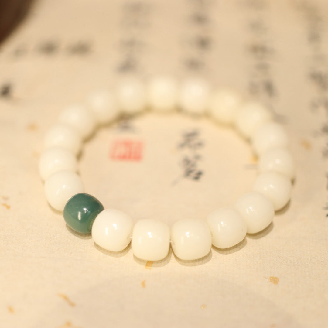 Original Natural Bodhi Root Hand Skewers/White Jade Bodhi 108 Buddha Bead Rosary/Bodhi Bracelet
