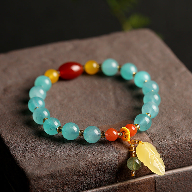 New Natural Duobao Amethyst Bracelet/Honeywax South Red Hand Skewers/Simple Fashion Women's Jewelry Handmade Accessories