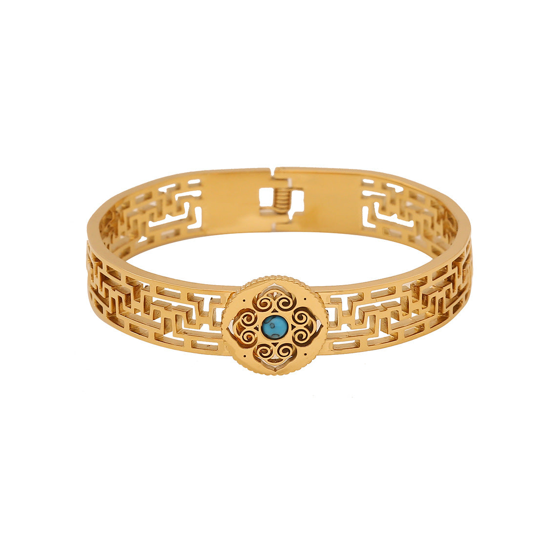 Vintage pine stone hollowed-out stainless steel bracelet