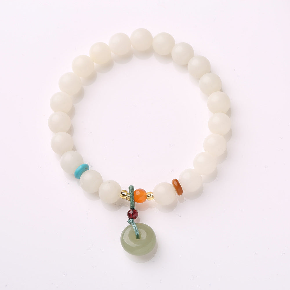 Original Natural Bodhi Root Hand Skewers/White Jade Bodhi 108 Buddha Bead Rosary/Bodhi Bracelet