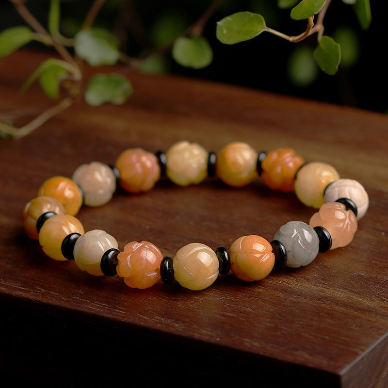 Temple Natural Xinjiang Pumpkin Bead Bracelet / Couples Retro National Style / Gourd Pumpkin Gold Silk Jade Hand Skewers