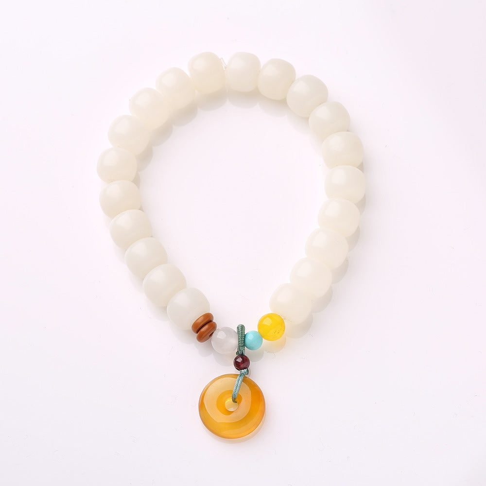 Original Natural Bodhi Root Hand Skewers/White Jade Bodhi 108 Buddha Bead Rosary/Bodhi Bracelet