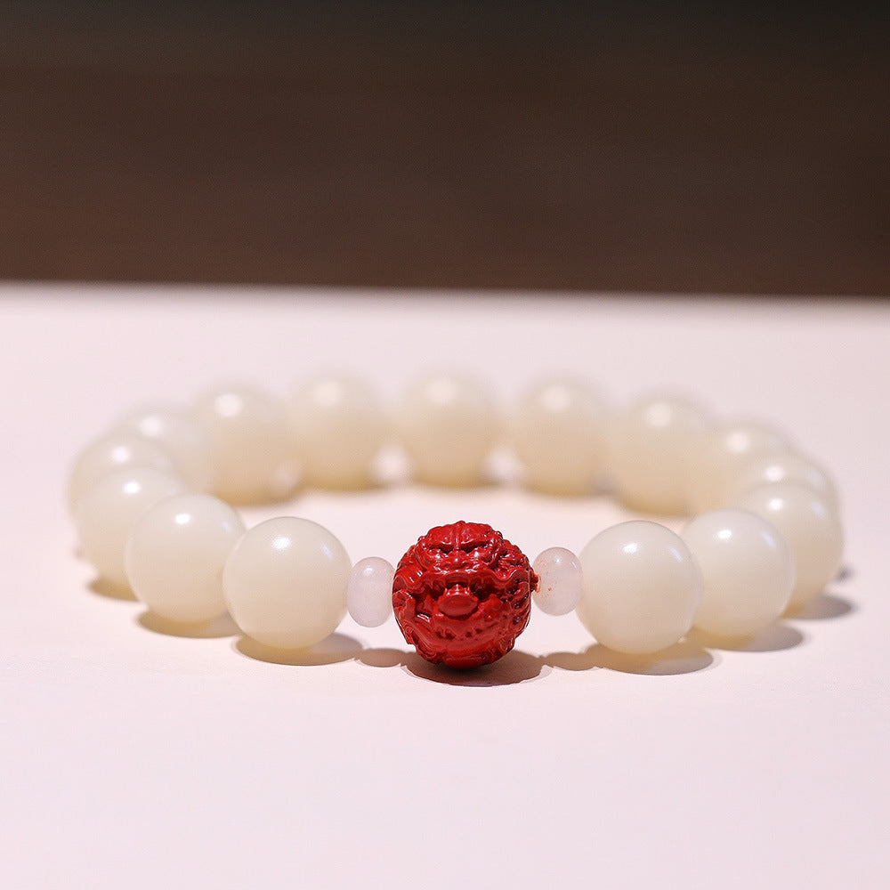 Original Natural Bodhi Root Hand Skewers/White Jade Bodhi 108 Buddha Bead Rosary/Bodhi Bracelet