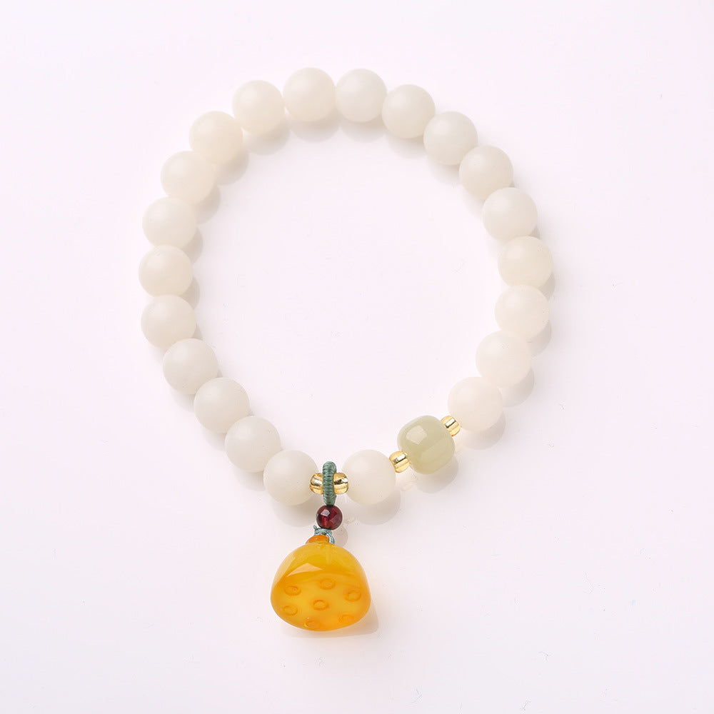 Original Natural Bodhi Root Hand Skewers/White Jade Bodhi 108 Buddha Bead Rosary/Bodhi Bracelet