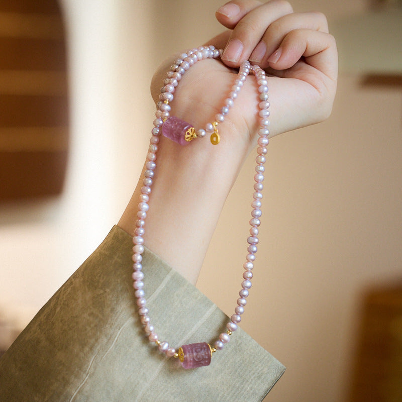 Natural Pearl Bracelet Woman/Purple Freshwater Pearl Loop Pathway Advanced Sense Bracelet/Gift to Girlfriend