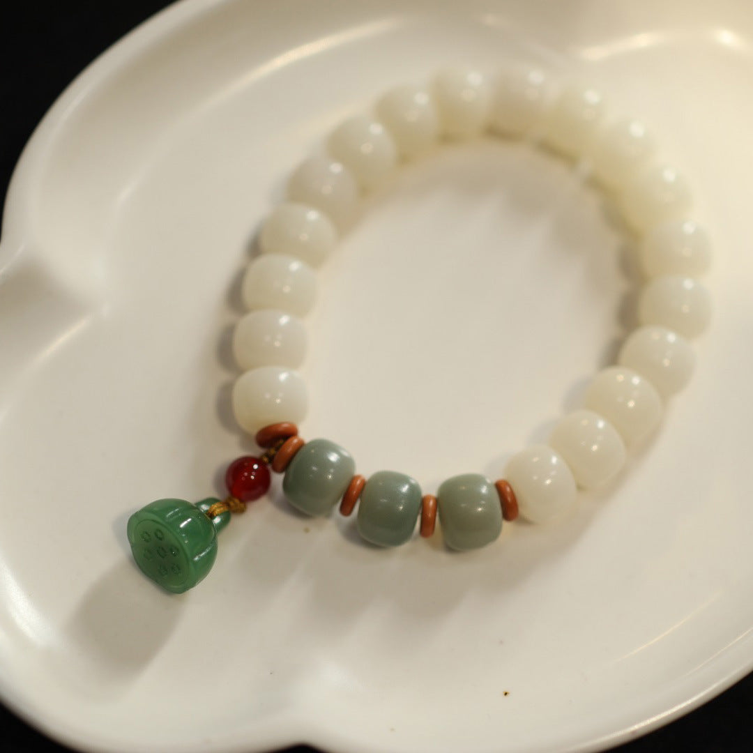 Original Natural Bodhi Root Hand Skewers/White Jade Bodhi 108 Buddha Bead Rosary/Bodhi Bracelet