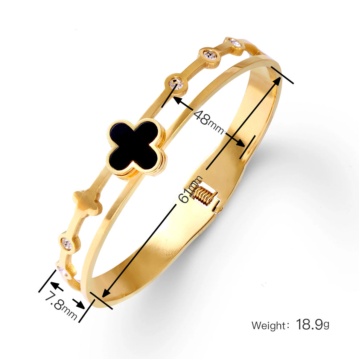 Four-leaf clover white shellfish gold bracelet