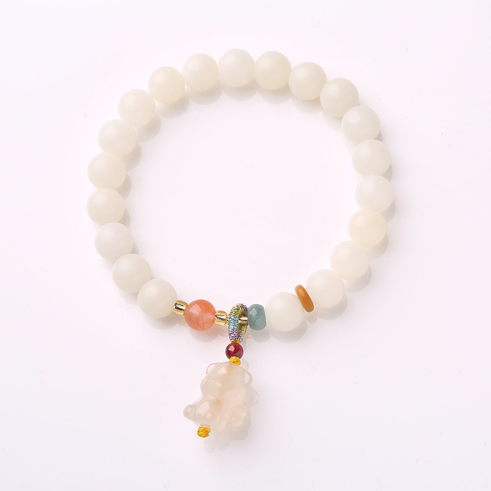 Original Natural Bodhi Root Hand Skewers/White Jade Bodhi 108 Buddha Bead Rosary/Bodhi Bracelet