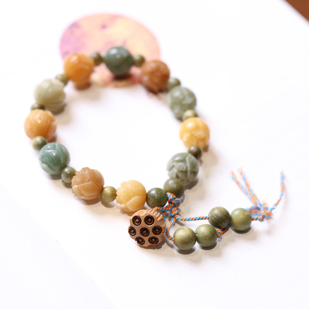 Original Natural Bodhi Root Hand Skewers/White Jade Bodhi 108 Buddha Bead Rosary/Bodhi Bracelet