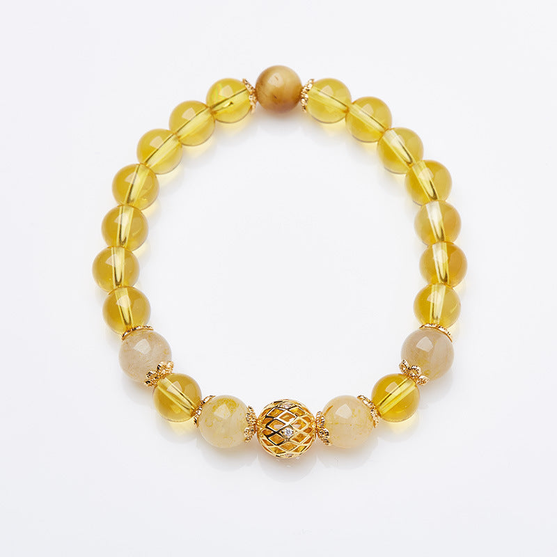 Natural 8MM piezoelectric citrine bracelet female / blonde crystal gold jade full house hand string / national style advanced feel bracelet