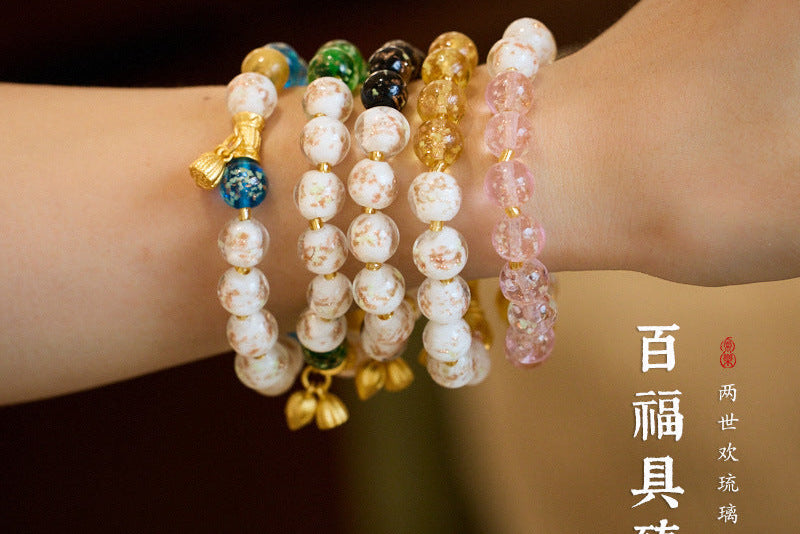 Temple with the same fragrant gray glazed hand string / Baifu Guzhen two-time huan / luminous two-color glazed advanced feel hand string