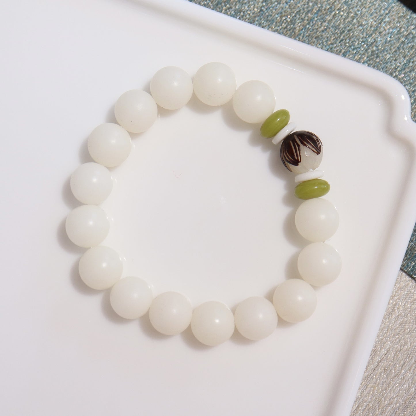 Original Natural Bodhi Root Hand Skewers/White Jade Bodhi 108 Buddha Bead Rosary/Bodhi Bracelet