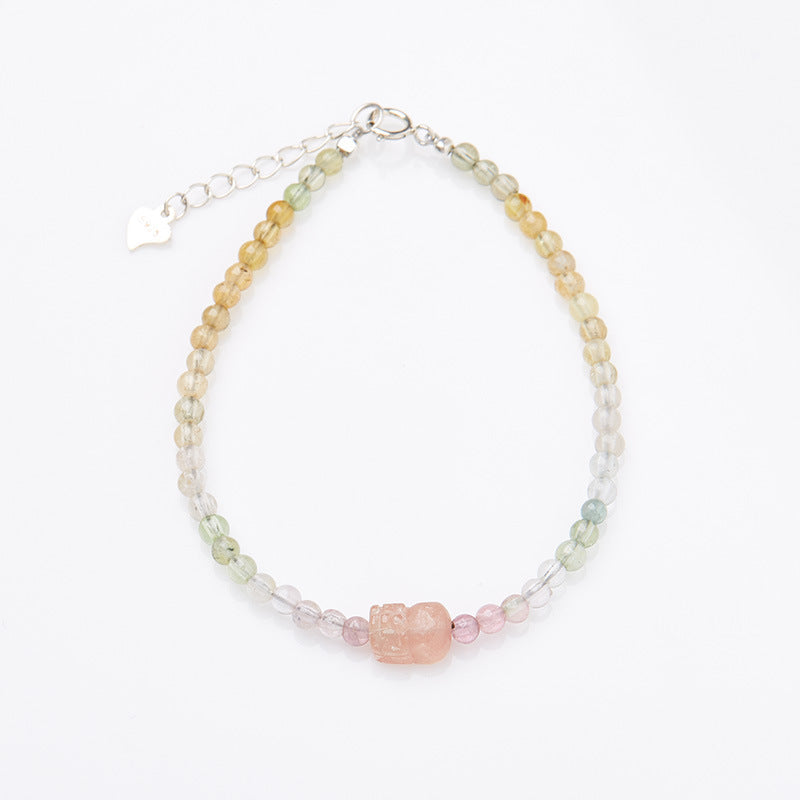 Natural tourmaline bracelet female / six words true word Passepartout rainbow tourmaline bracelet / candy color gemstone bracelet