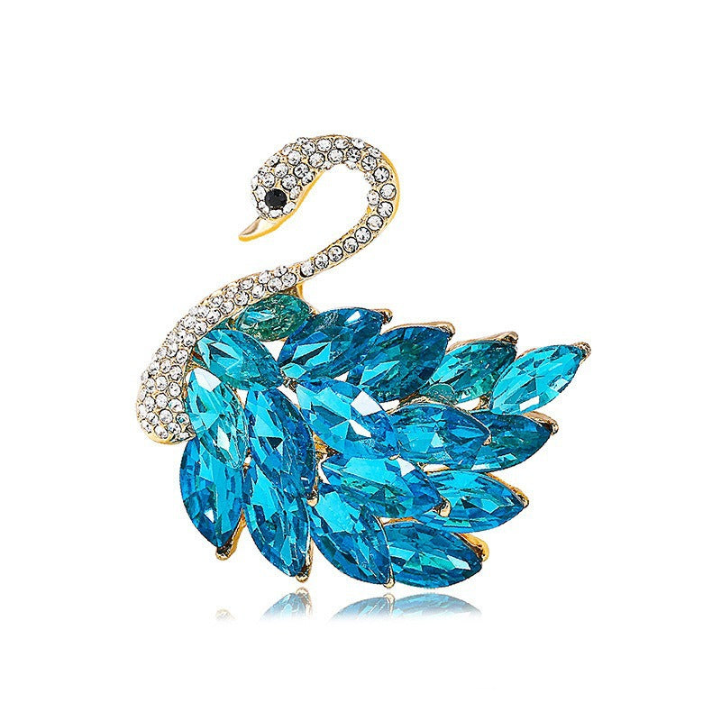 Ladies Swan Crystal Brooch