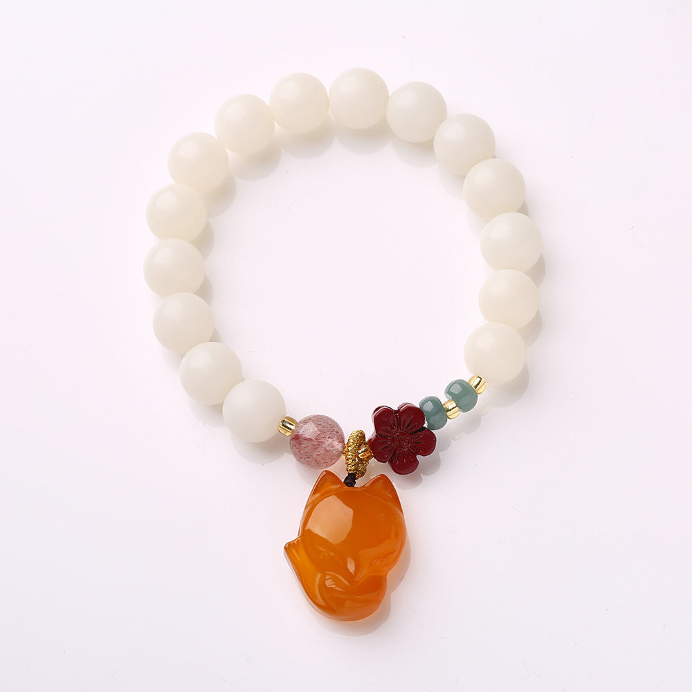 Original Natural Bodhi Root Hand Skewers/White Jade Bodhi 108 Buddha Bead Rosary/Bodhi Bracelet