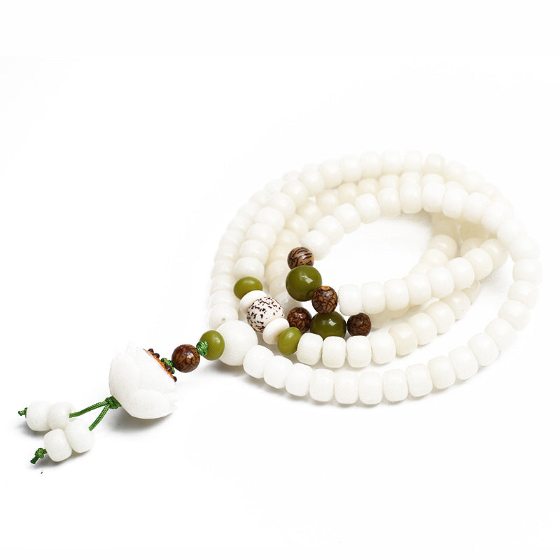 Original Natural Bodhi Root Hand Skewers/White Jade Bodhi 108 Buddha Bead Rosary/Bodhi Bracelet