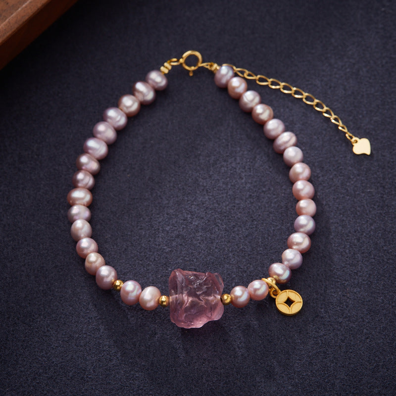 Natural Pearl Bracelet Woman/Purple Freshwater Pearl Loop Pathway Advanced Sense Bracelet/Gift to Girlfriend