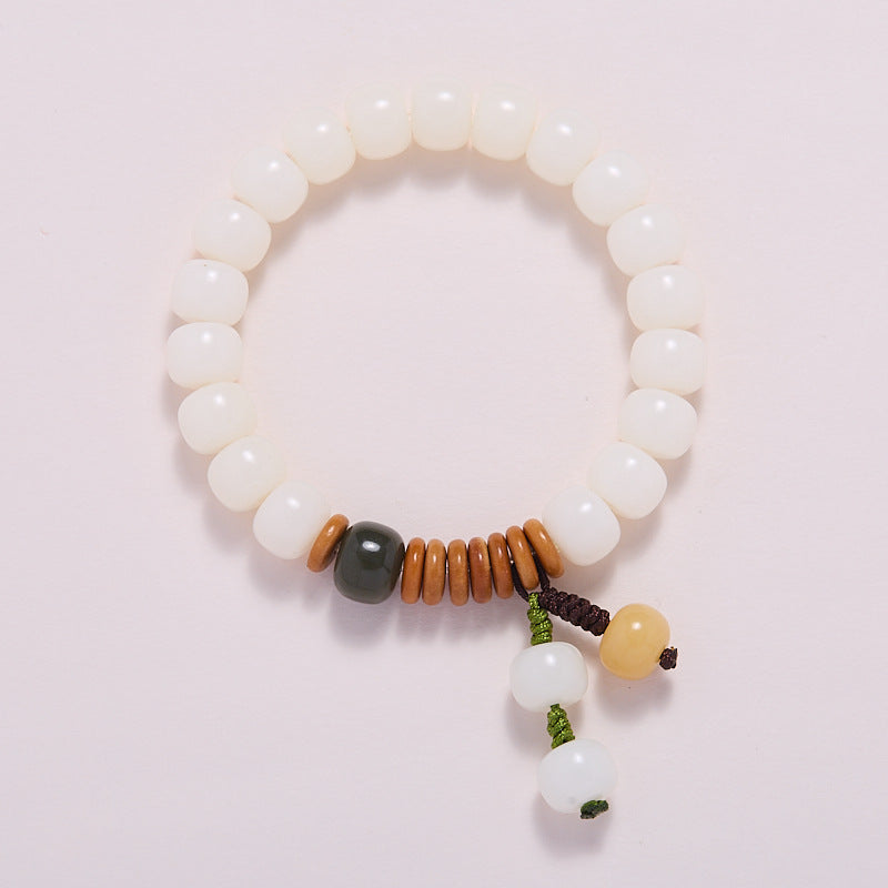 Original Natural Bodhi Root Hand Skewers/White Jade Bodhi 108 Buddha Bead Rosary/Bodhi Bracelet
