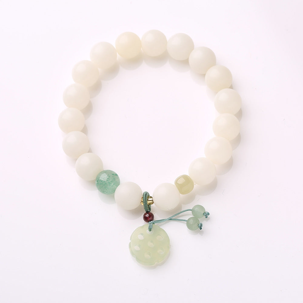 Original Natural Bodhi Root Hand Skewers/White Jade Bodhi 108 Buddha Bead Rosary/Bodhi Bracelet