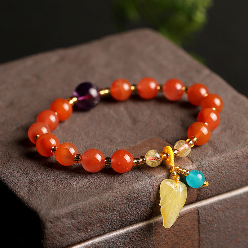 New Natural Duobao Amethyst Bracelet/Honeywax South Red Hand Skewers/Simple Fashion Women's Jewelry Handmade Accessories