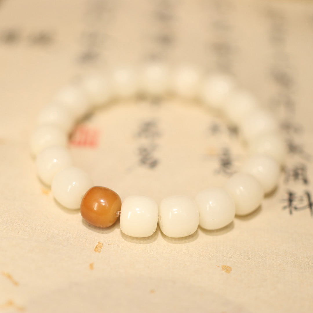 Original Natural Bodhi Root Hand Skewers/White Jade Bodhi 108 Buddha Bead Rosary/Bodhi Bracelet