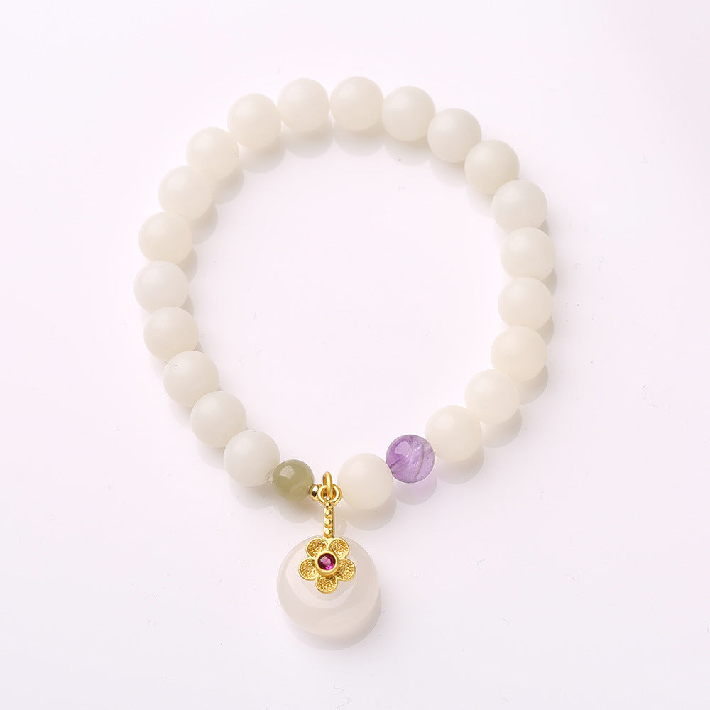 Original Natural Bodhi Root Hand Skewers/White Jade Bodhi 108 Buddha Bead Rosary/Bodhi Bracelet