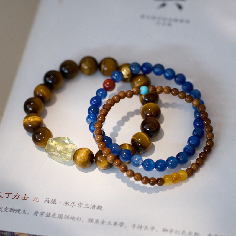 New Chinese style national style bracelet female/natural bodhi tiger eye stone kyanite advanced feel bracelet