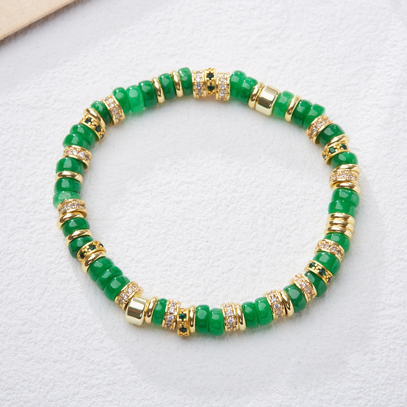Natural Dopamine Natural Stone Bracelet Woman/Rainbow Gold Diamond Duobao Tablet Gemstone/Advanced Girlfriend Hand Skewers