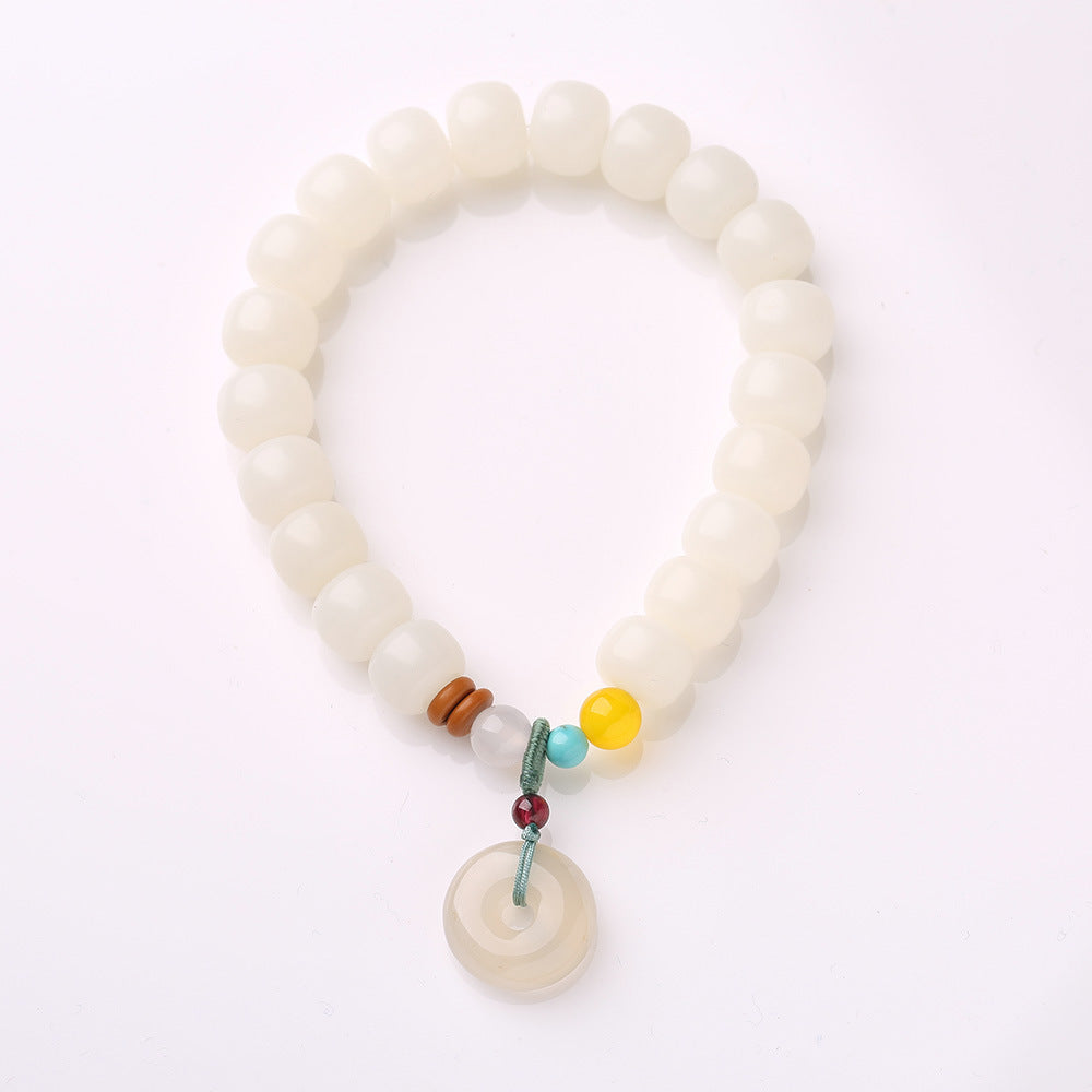 Original Natural Bodhi Root Hand Skewers/White Jade Bodhi 108 Buddha Bead Rosary/Bodhi Bracelet