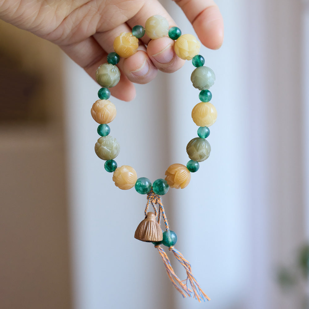 Original Natural Bodhi Root Hand Skewers/White Jade Bodhi 108 Buddha Bead Rosary/Bodhi Bracelet