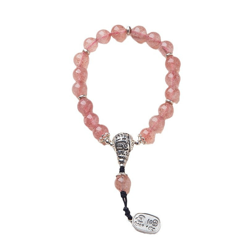Natural Strawberry Crystal Bracelet Woman/New Chinese Advanced Pink Crystal Hand Skewers/Gift Delivery