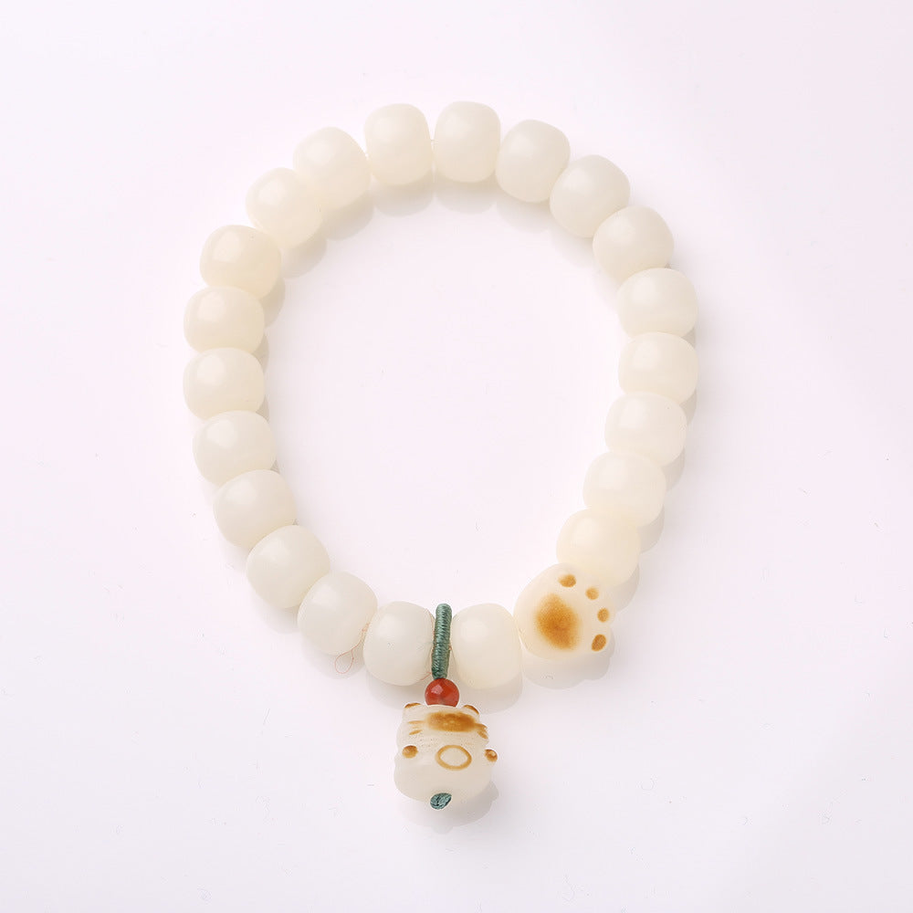 Original Natural Bodhi Root Hand Skewers/White Jade Bodhi 108 Buddha Bead Rosary/Bodhi Bracelet