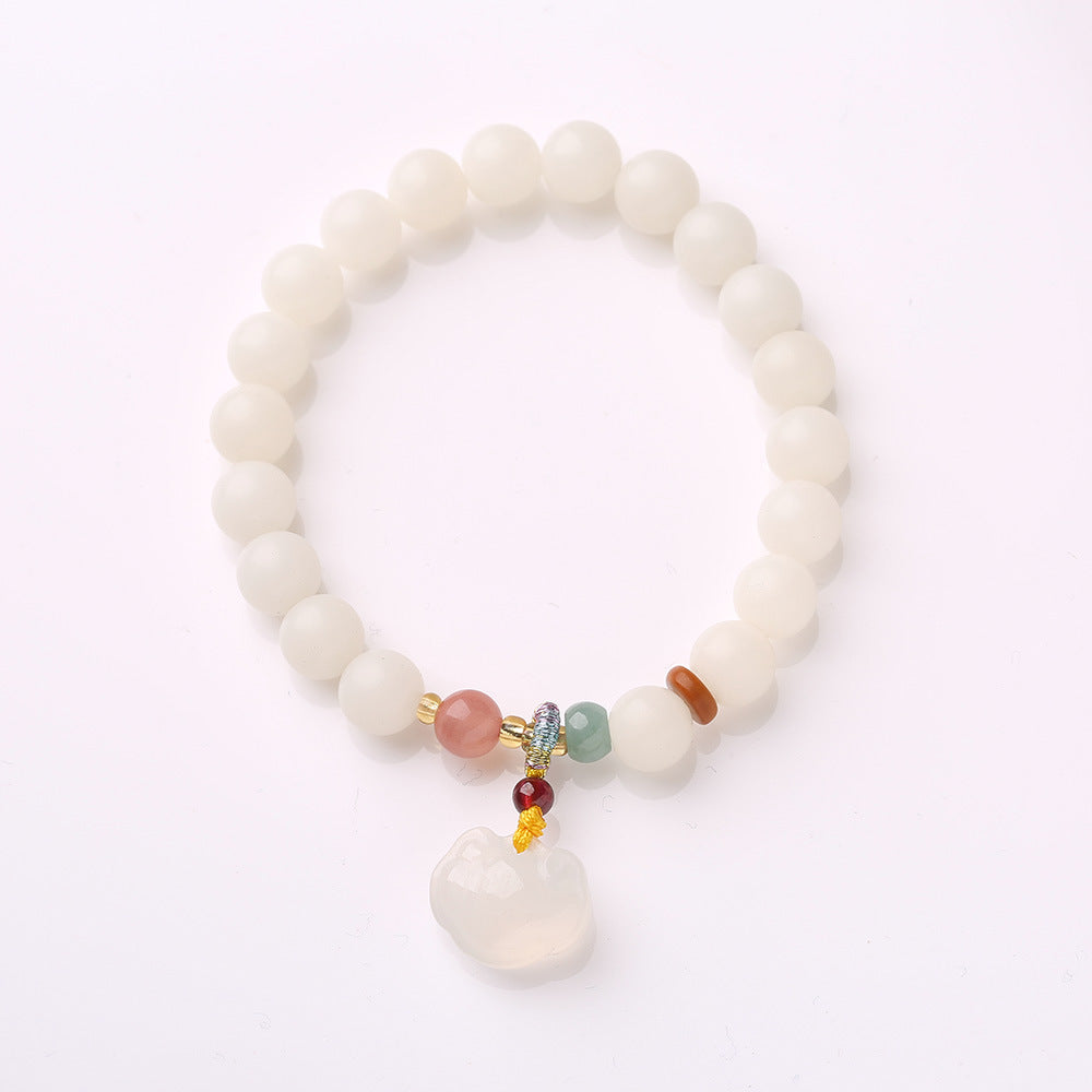 Original Natural Bodhi Root Hand Skewers/White Jade Bodhi 108 Buddha Bead Rosary/Bodhi Bracelet