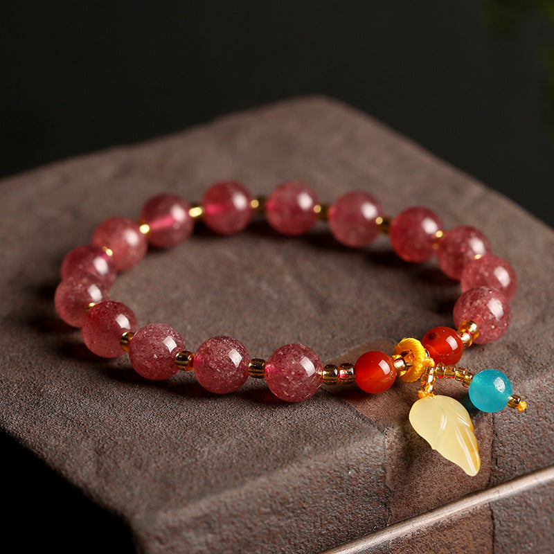 New Natural Duobao Amethyst Bracelet/Honeywax South Red Hand Skewers/Simple Fashion Women's Jewelry Handmade Accessories