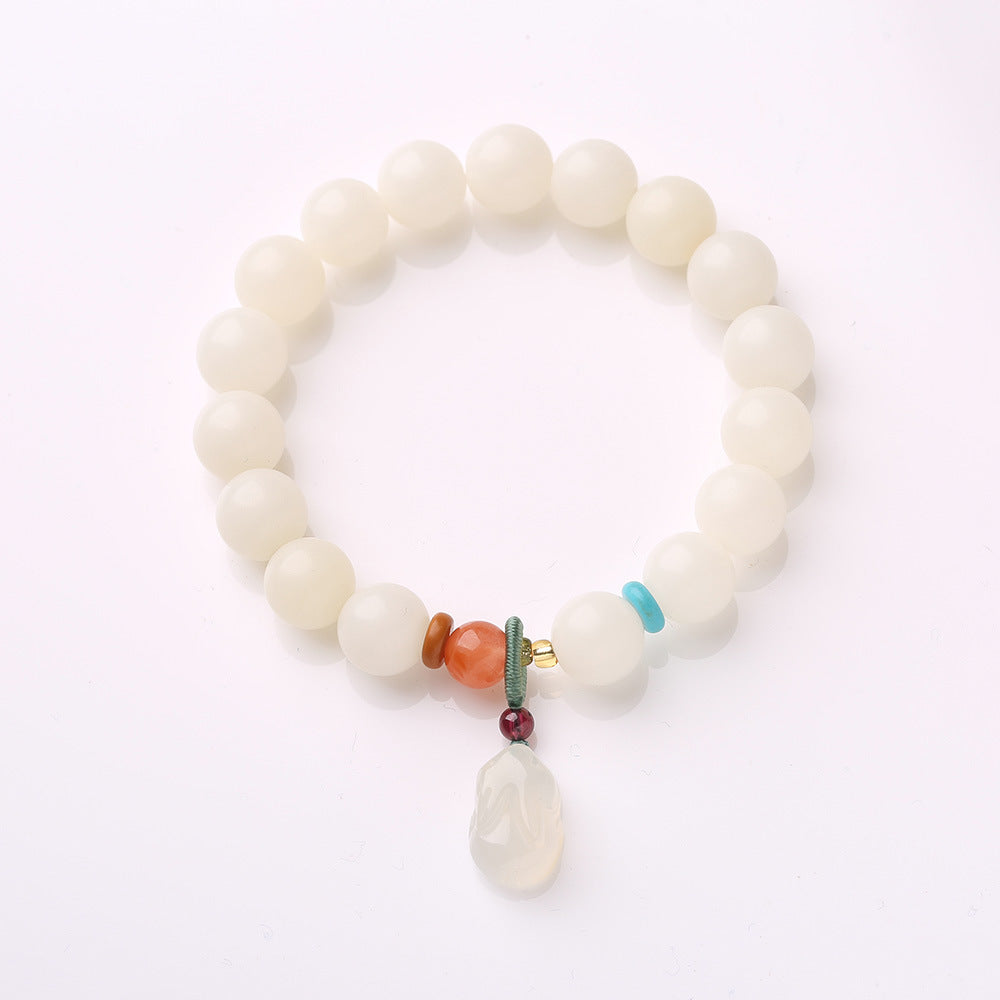 Original Natural Bodhi Root Hand Skewers/White Jade Bodhi 108 Buddha Bead Rosary/Bodhi Bracelet