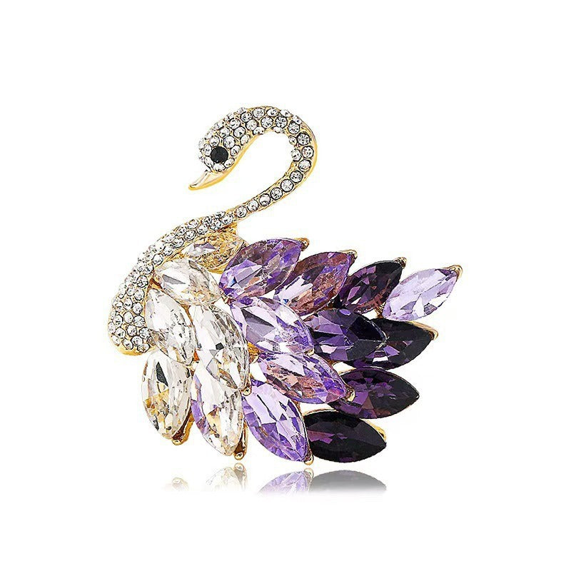 Ladies Swan Crystal Brooch