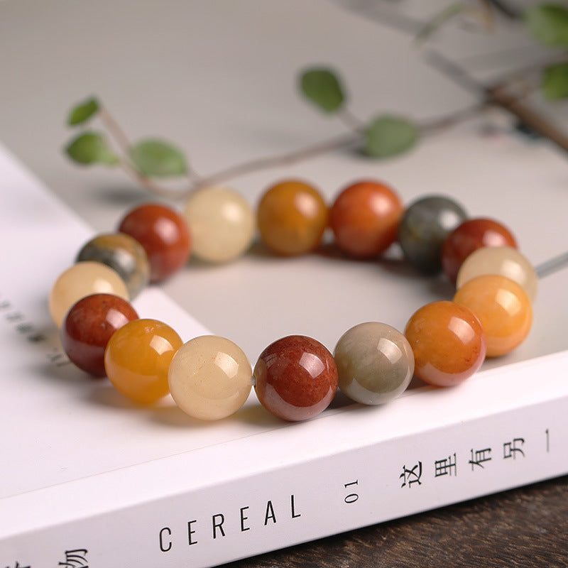 Temple Natural Xinjiang Pumpkin Bead Bracelet / Couples Retro National Style / Gourd Pumpkin Gold Silk Jade Hand Skewers