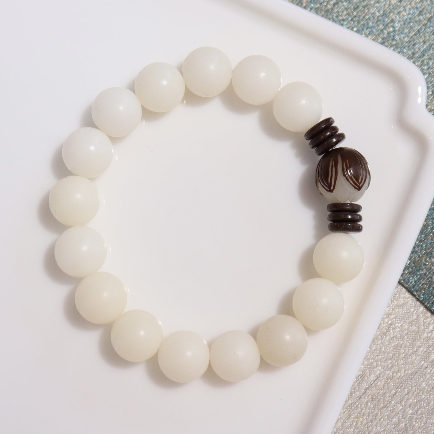 Original Natural Bodhi Root Hand Skewers/White Jade Bodhi 108 Buddha Bead Rosary/Bodhi Bracelet