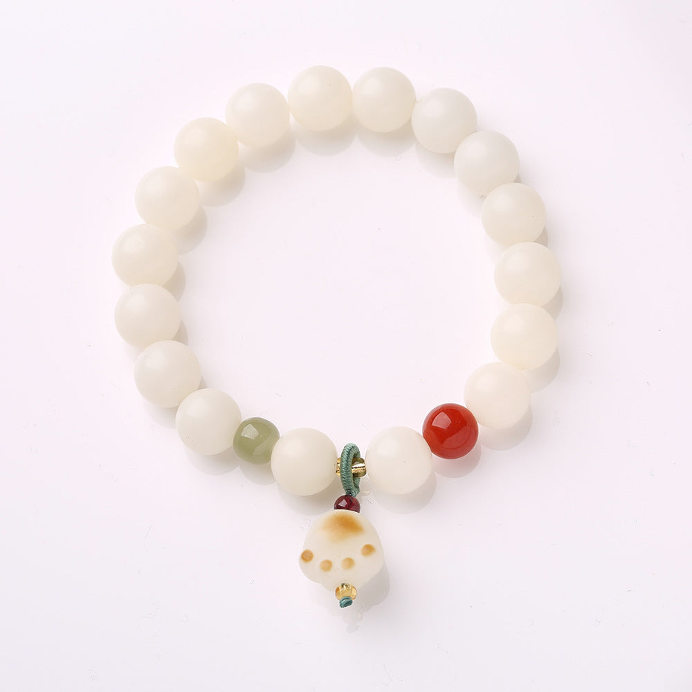 Original Natural Bodhi Root Hand Skewers/White Jade Bodhi 108 Buddha Bead Rosary/Bodhi Bracelet