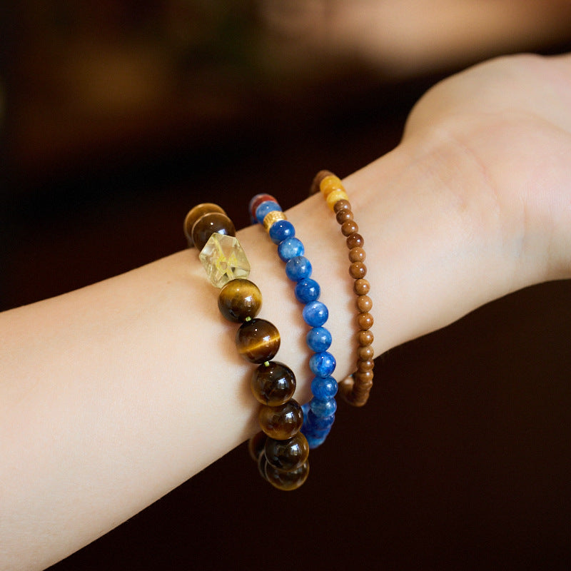 New Chinese style national style bracelet female/natural bodhi tiger eye stone kyanite advanced feel bracelet