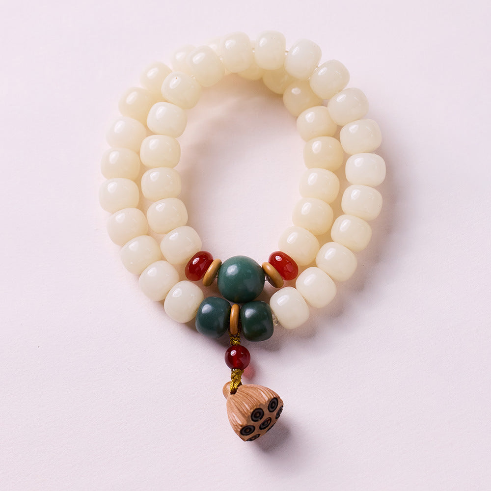 Original Natural Bodhi Root Hand Skewers/White Jade Bodhi 108 Buddha Bead Rosary/Bodhi Bracelet