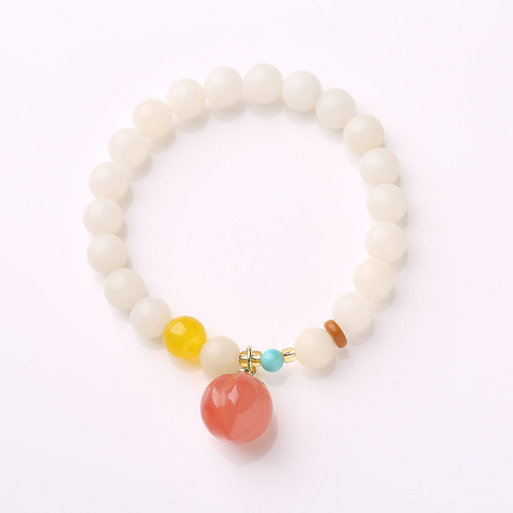 Original Natural Bodhi Root Hand Skewers/White Jade Bodhi 108 Buddha Bead Rosary/Bodhi Bracelet