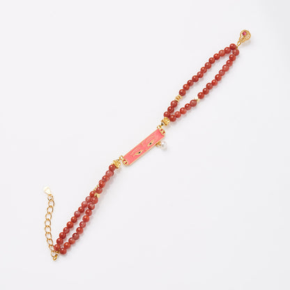 New Chinese Style Natural Sichuan Material4MM Liangshan South Red Agate Bracelet for Women, Small Rice Beads, Cherry Persimmon Red, South Red Agate Collection