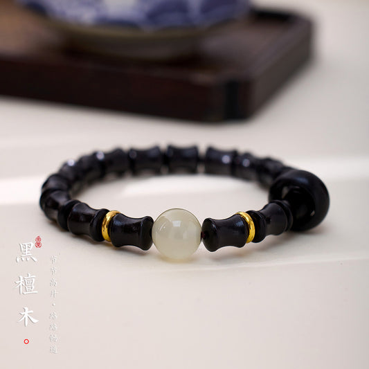 Natural Sandalwood Bamboo Knot Bracelet Luminous Beads Sandalwood Bracelet Cultural Play Prayer Beads Unisex Couple Bracelet