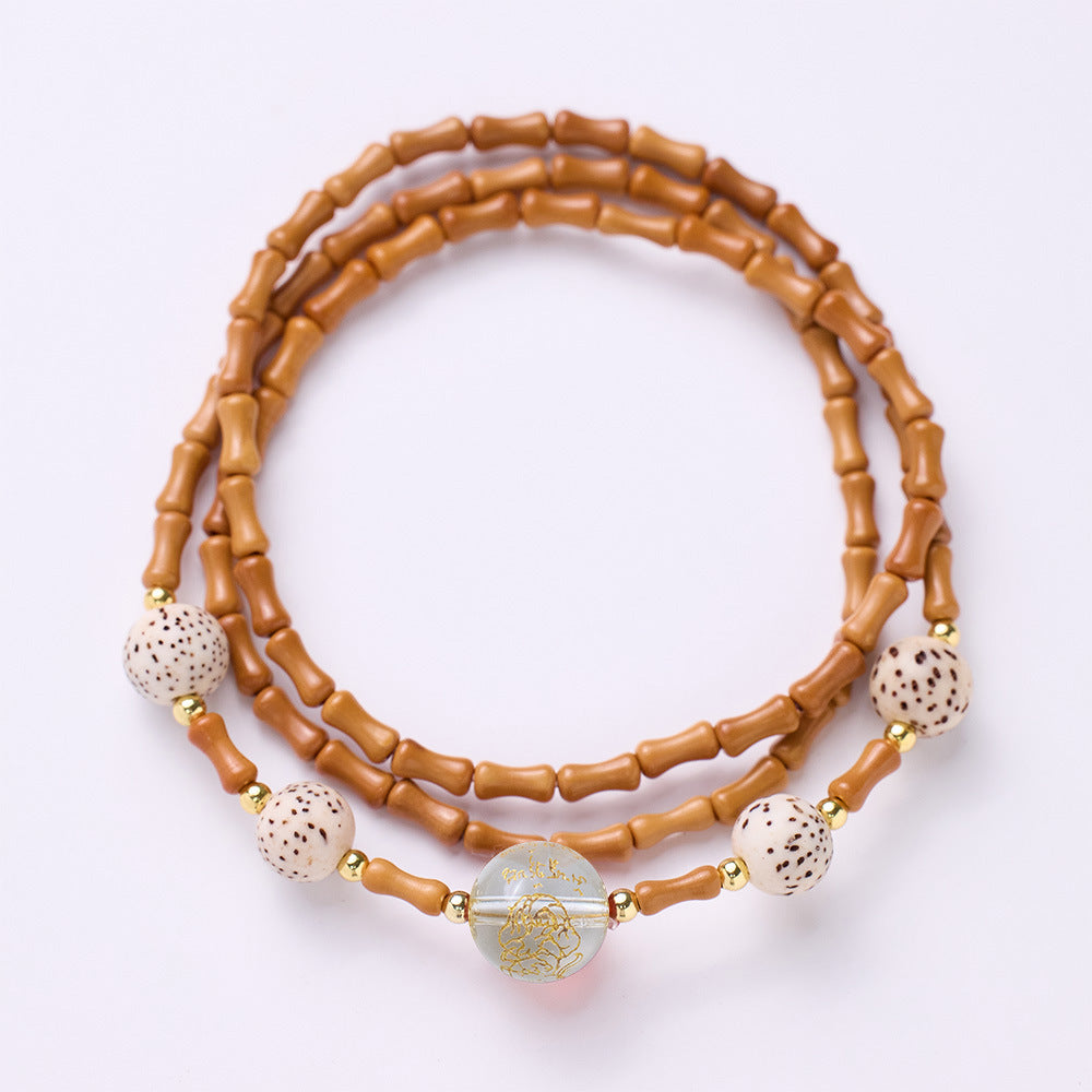 Tempelstil Nan Red Dream Bambusknoten Olivenkernarmband Stern Mond Bodhi Roter Achat Herz Sutra Drei Kreise Multi-Treasure-Armband
