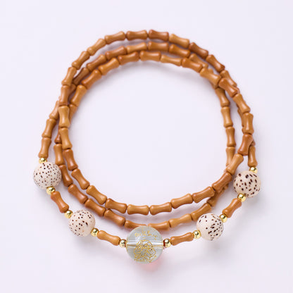 Tempelstil Nan Red Dream Bambusknoten Olivenkernarmband Stern Mond Bodhi Roter Achat Herz Sutra Drei Kreise Multi-Treasure-Armband